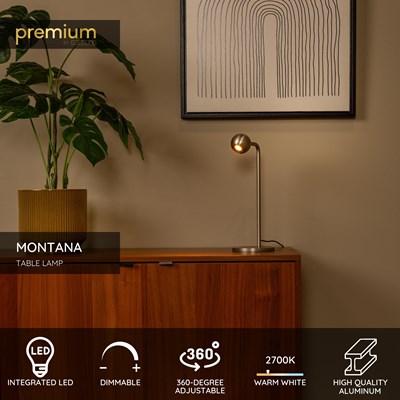 Lucide MONTANA - Table lamp - LED Dim. - 1x5W 2700K - Grey iron | Premium